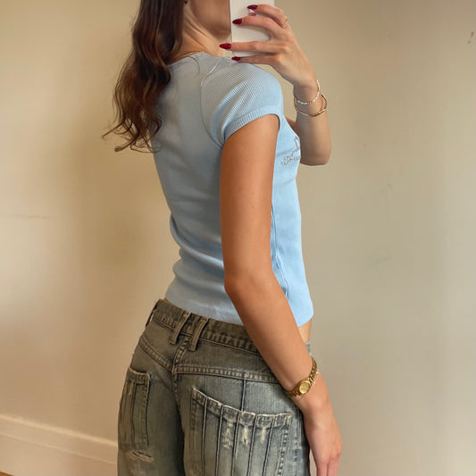 blue rhinestone baby tee