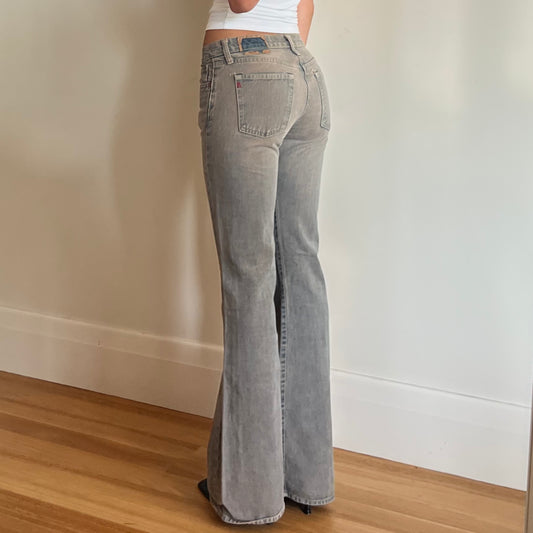 flared acid wash denim jeans