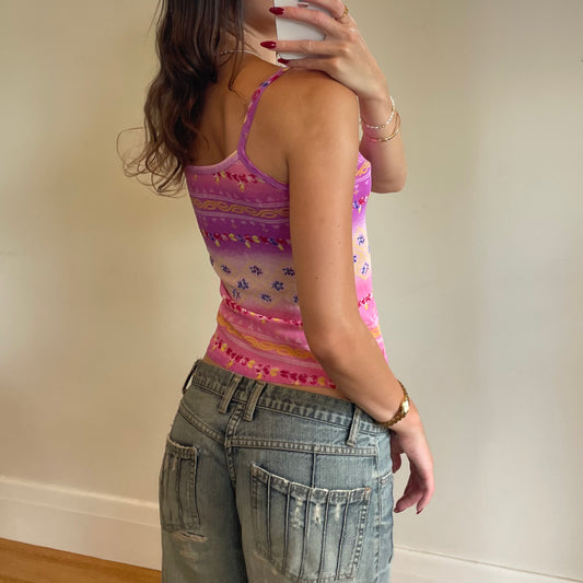 graphic multi-coloured cami