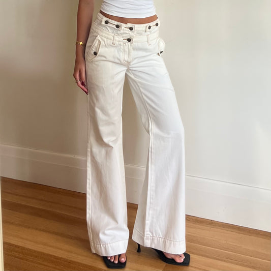 90s wide leg cream jeans