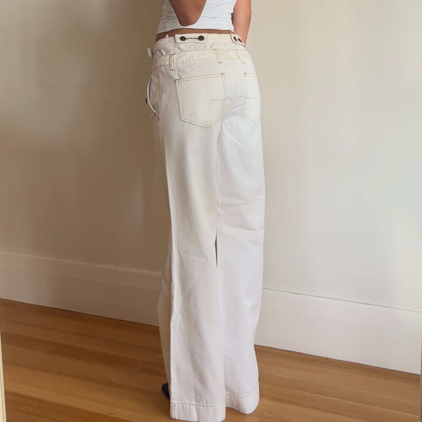 90s wide leg cream jeans