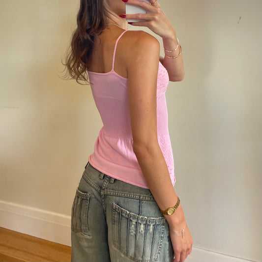 pink knit cami