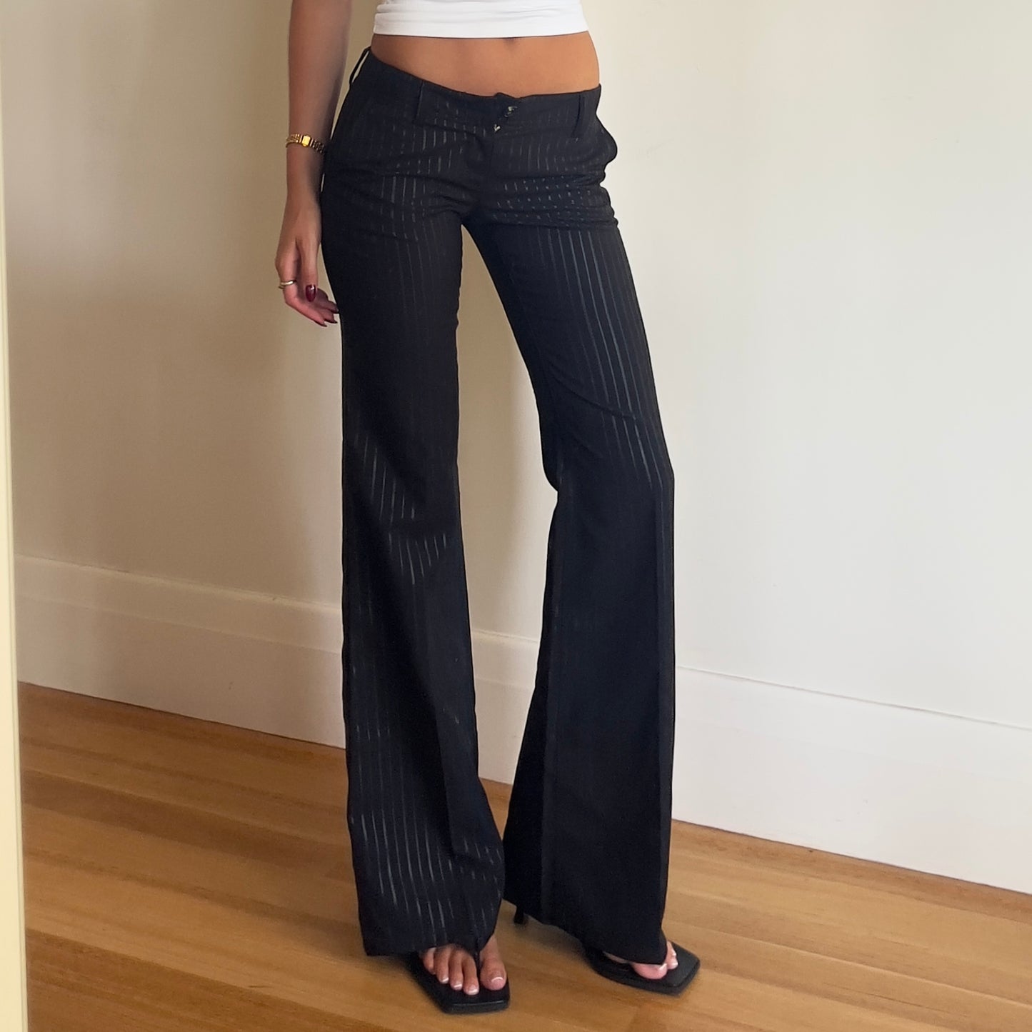 90s black pinstripe trousers