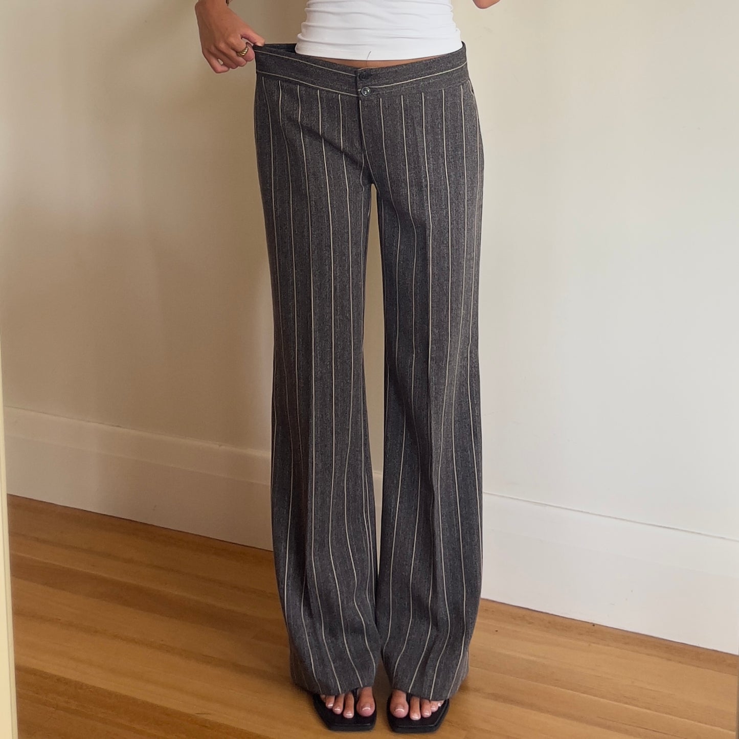 90s grey pinstripe trousers