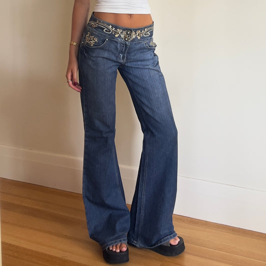 vintage embroidered flared jeans
