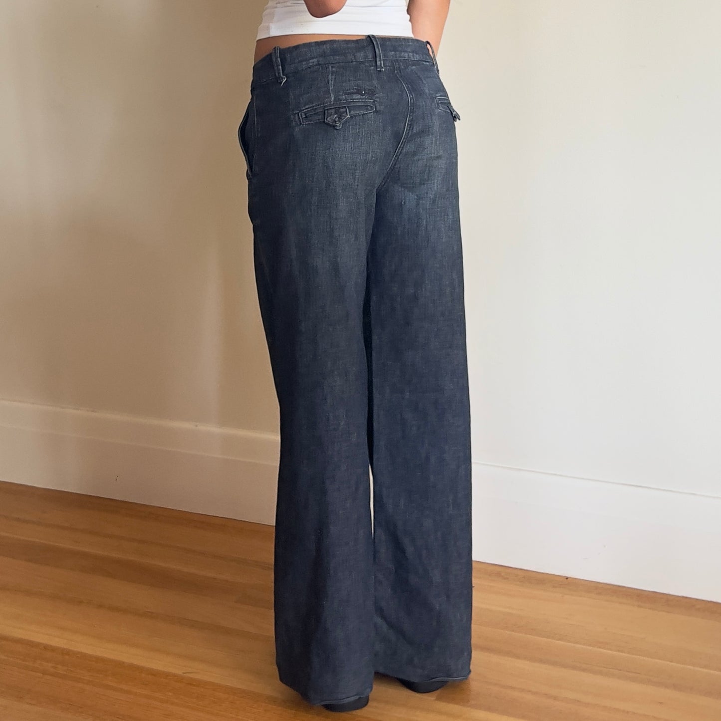 dark wash wide leg jeans