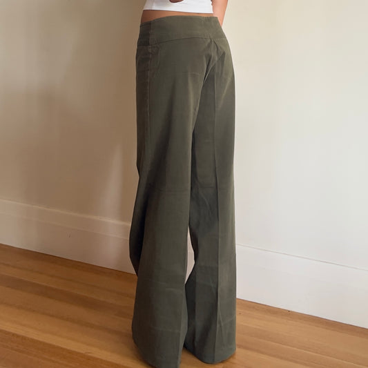 dark green wide leg pants