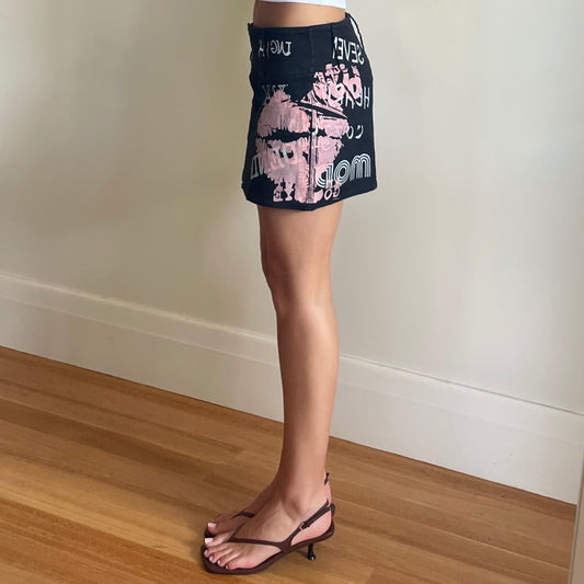 y2k graphic print skirt