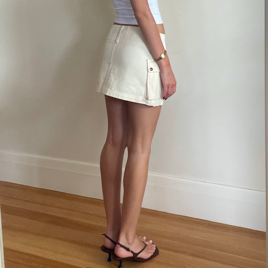 vintage cream denim skirt