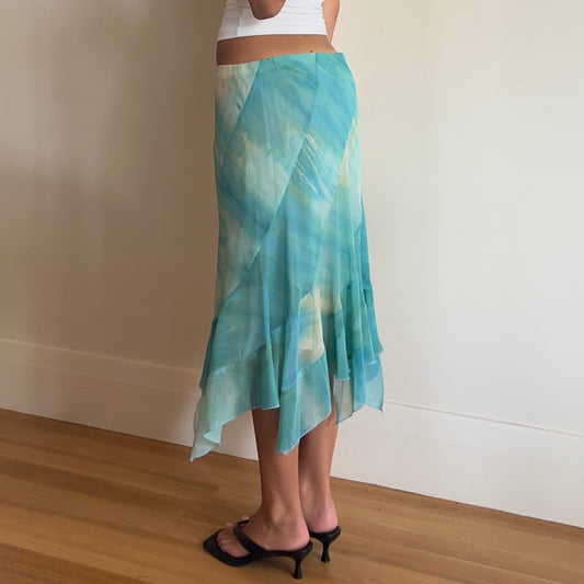 vintage aqua midi skirt