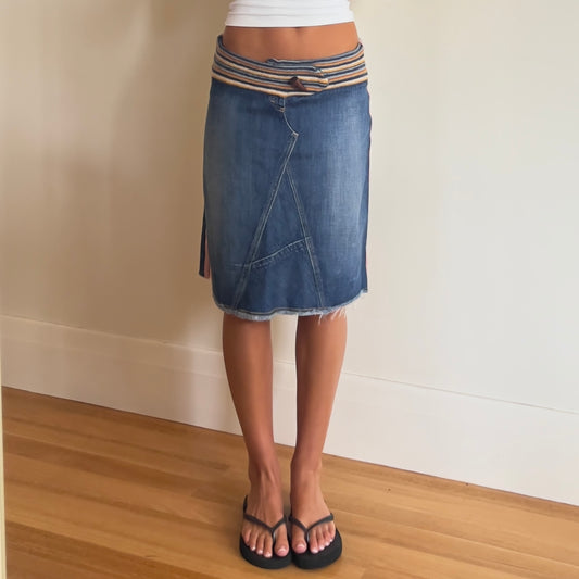 90s denim midi skirt
