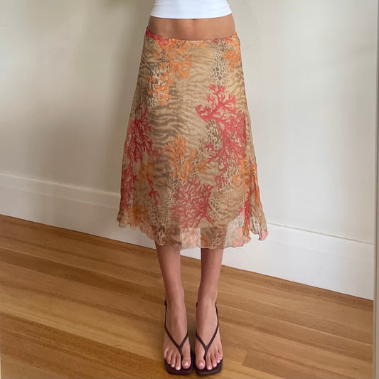 multi pattern midi skirt