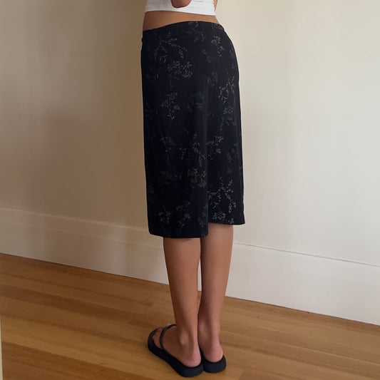 black floral midi skirt