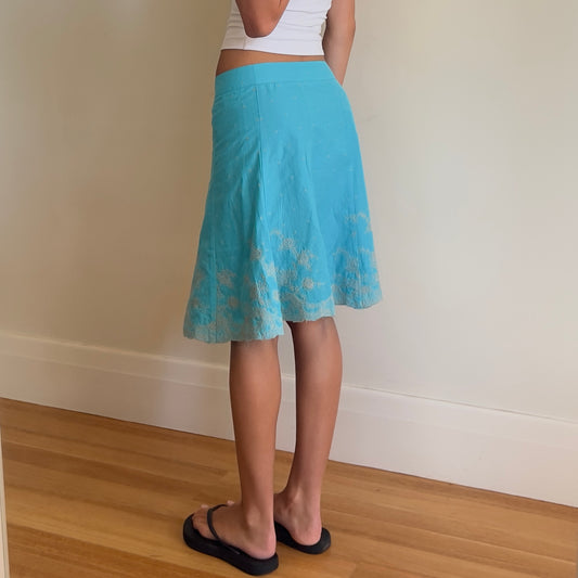 y2k blue midi skirt