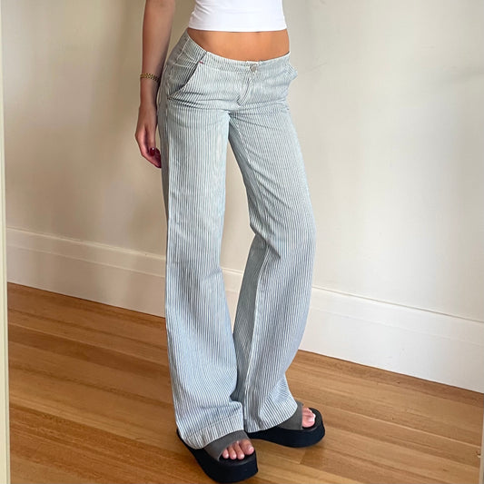 low rise stripy jeans