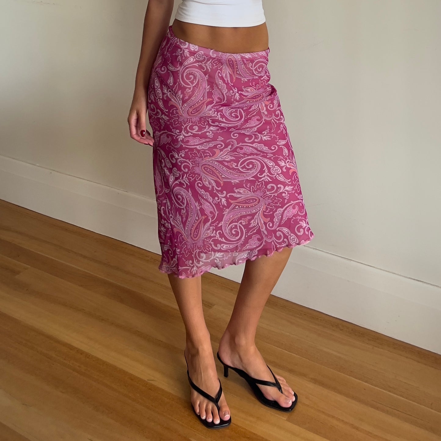 paisley midi skirt