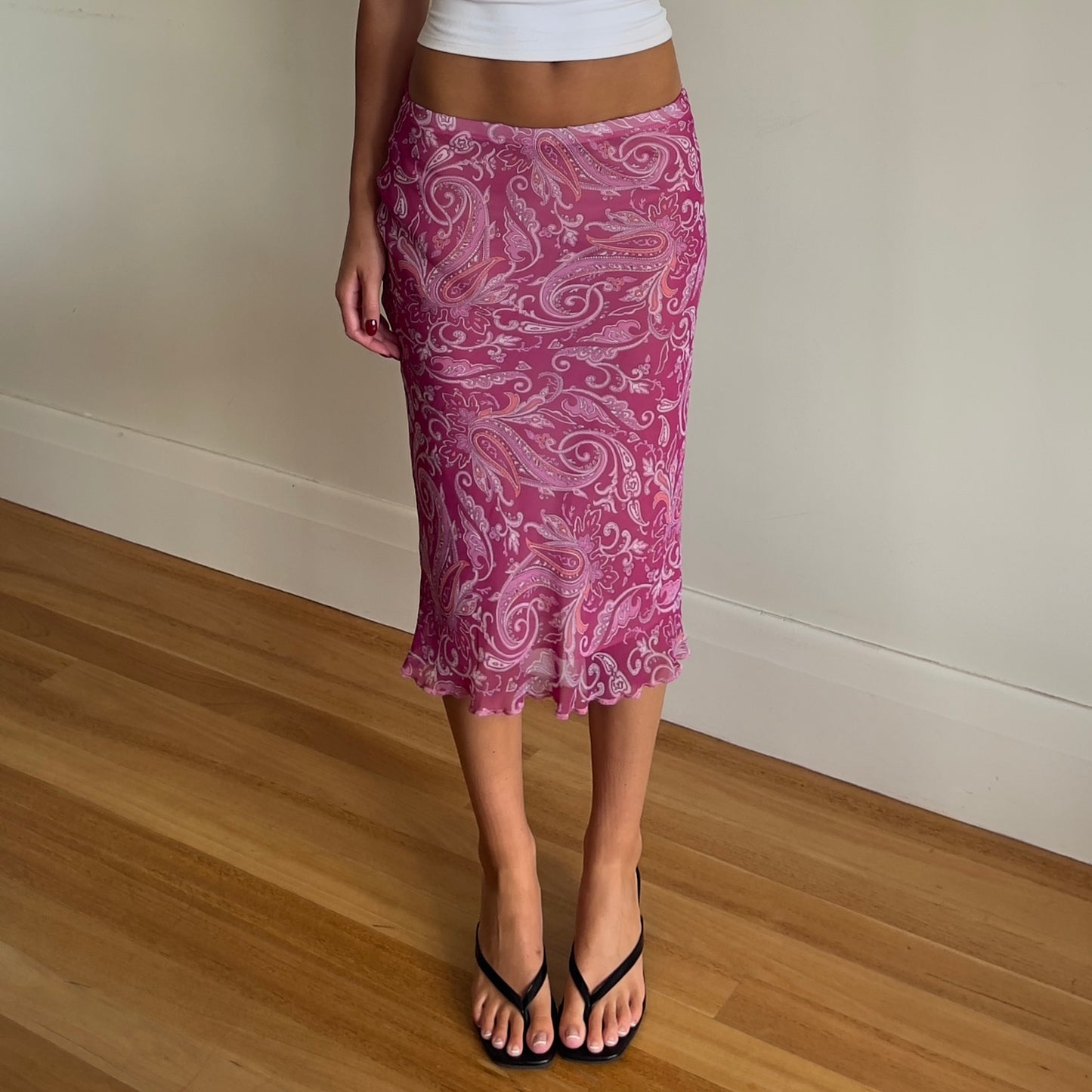 paisley midi skirt