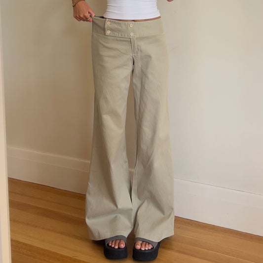 90s wide leg beige pants