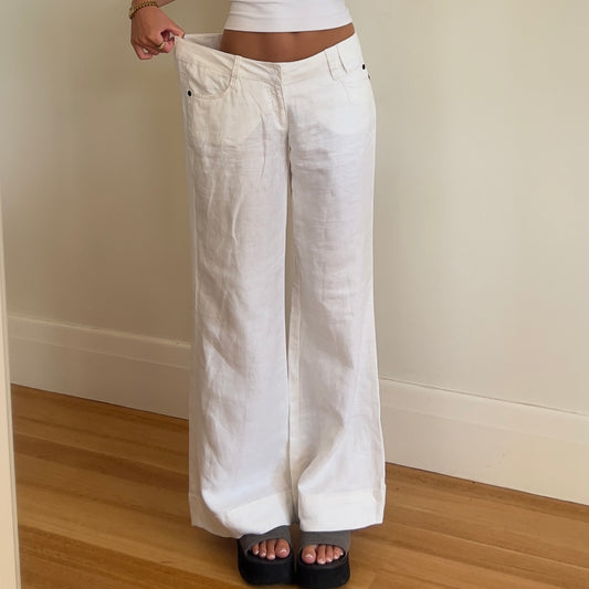 90s white linen pants