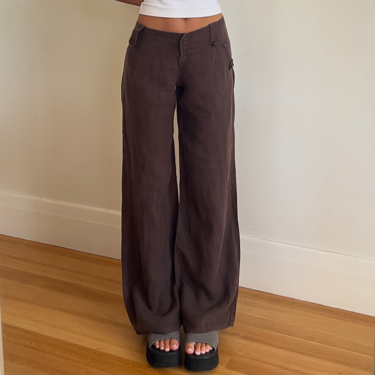 90s brown linen pants