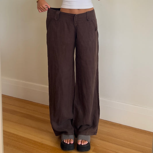 90s brown linen pants