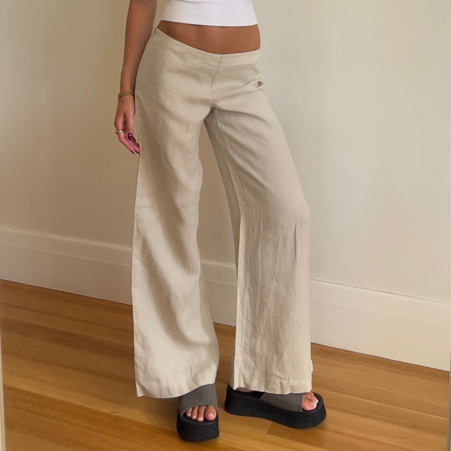 vintage beige linen pants
