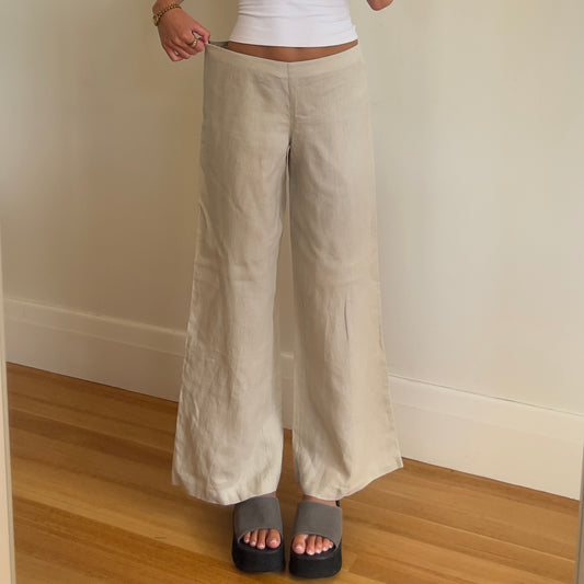 vintage beige linen pants