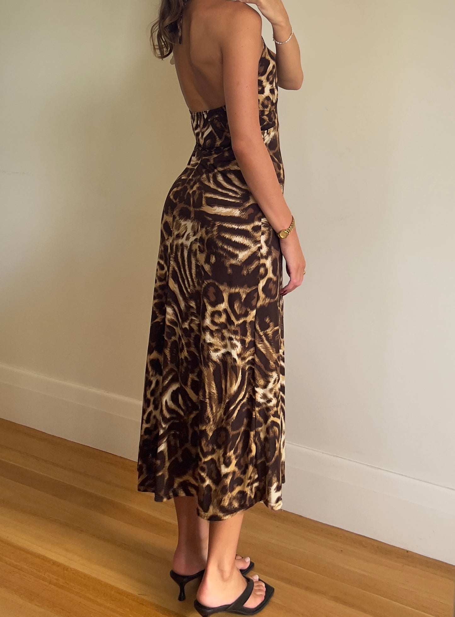90s leopard maxi dress