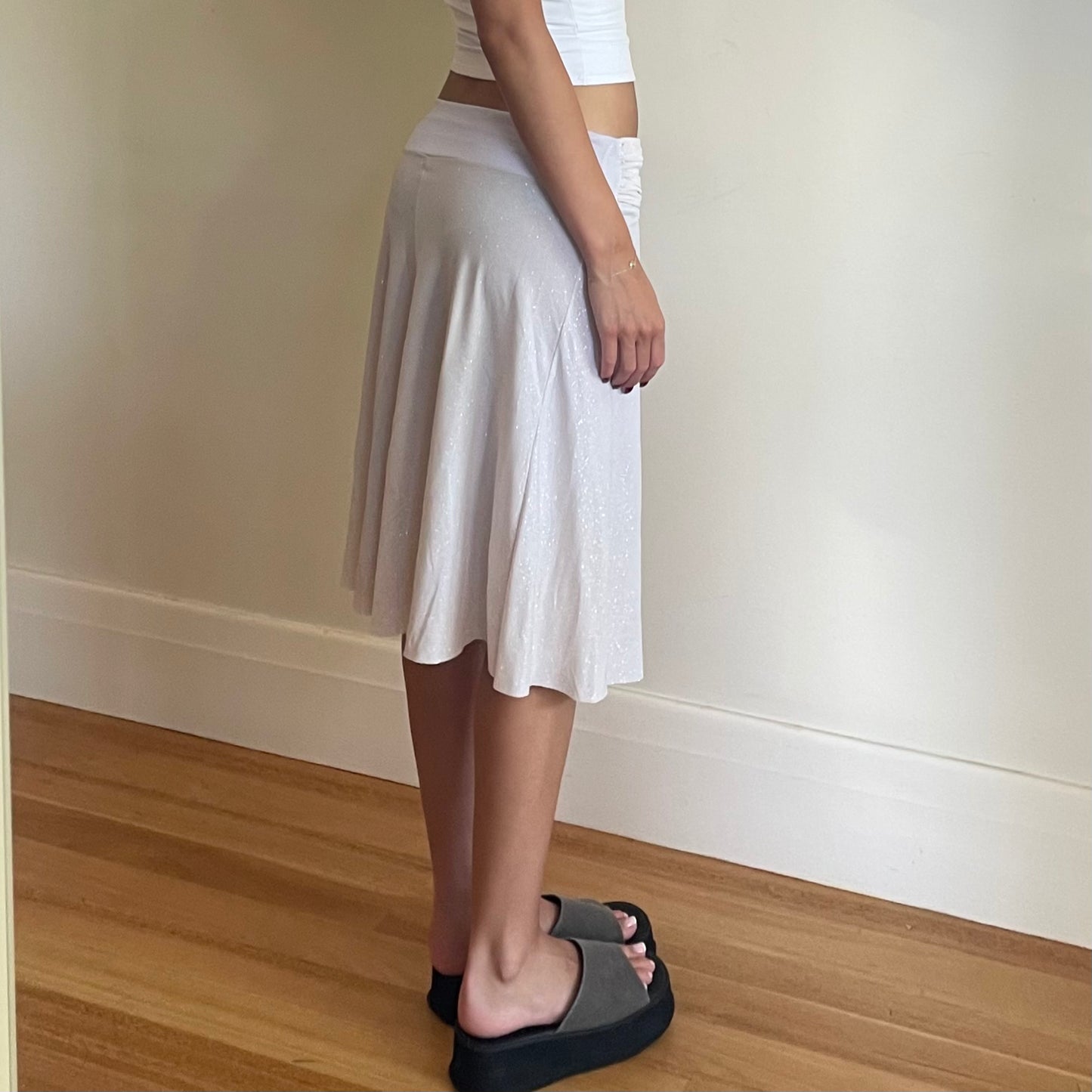 shimmery midi skirt