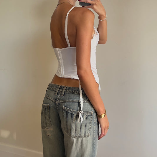 90s lace white corset