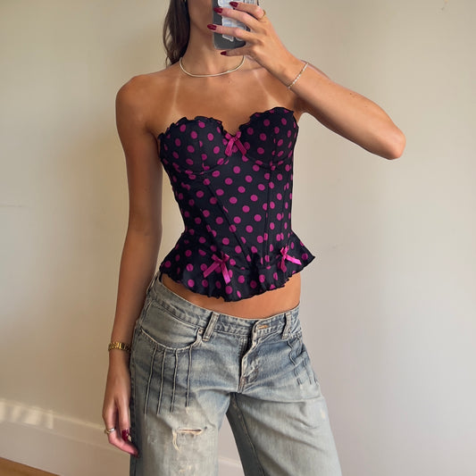 y2k polka-dot corset