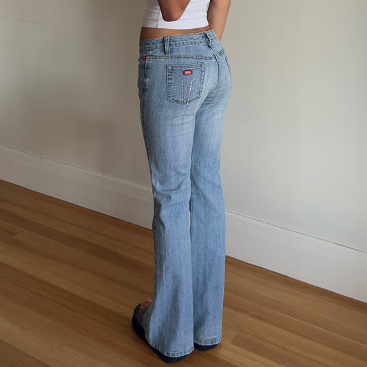 low rise flared jeans