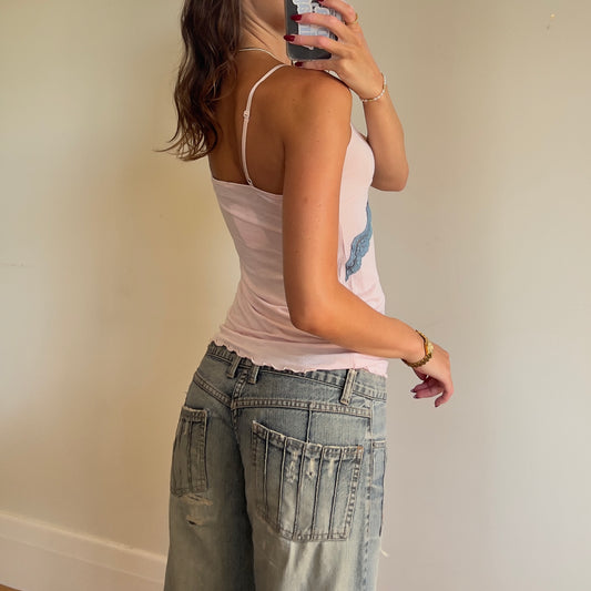 y2k lace trim Moussy cami