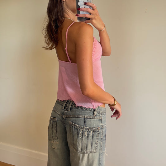 pink lace sheer cami