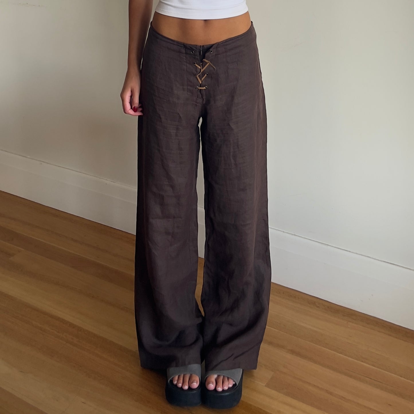 brown linen pants