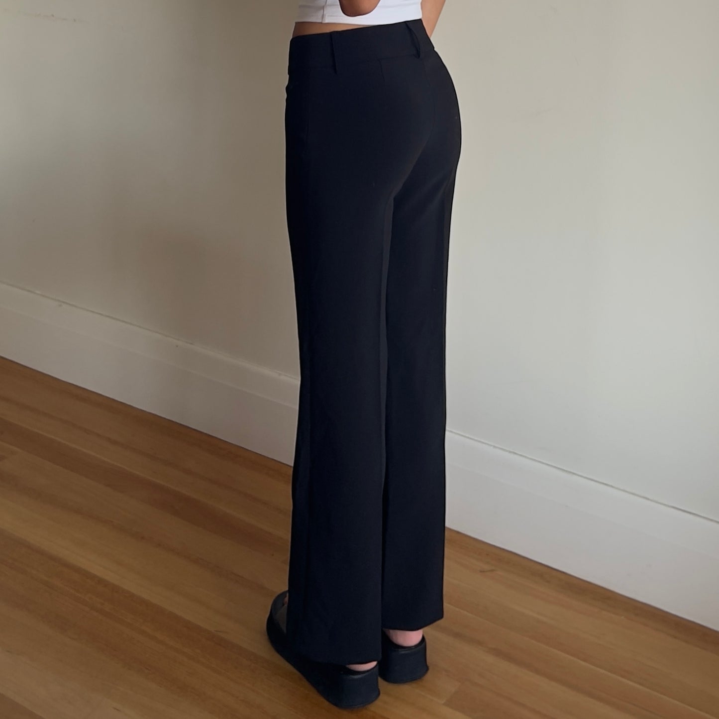 black wide leg trousers