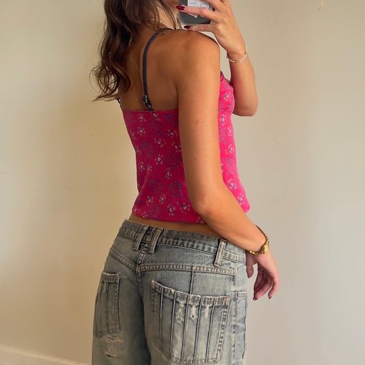 y2k floral tank top