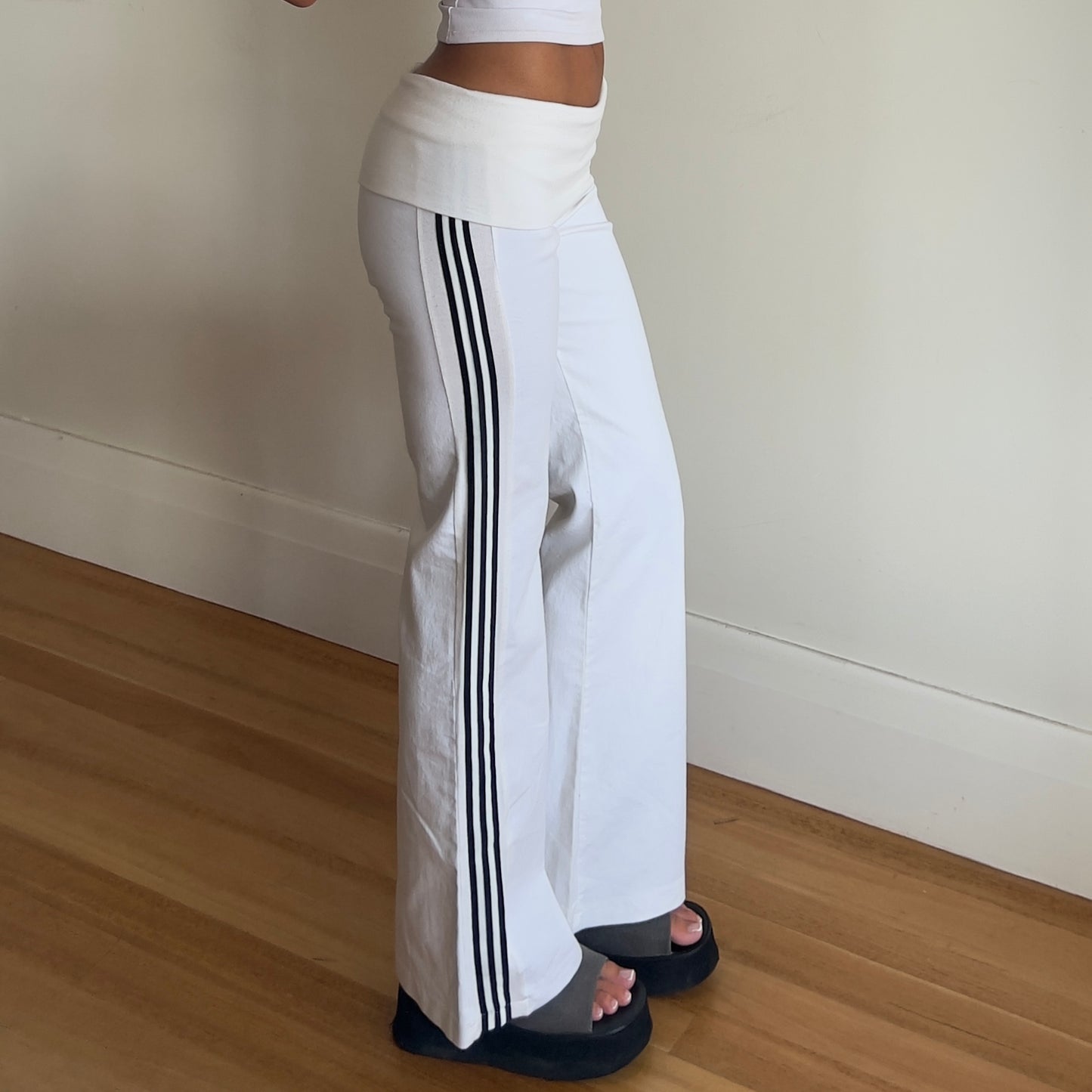 fold over stripe pants