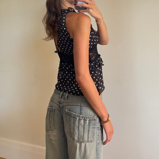 90s Italian silk polka-dot top