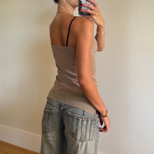 beige lace trim cami