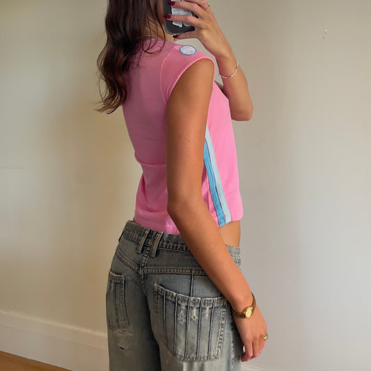 y2k pink sporty baby tee