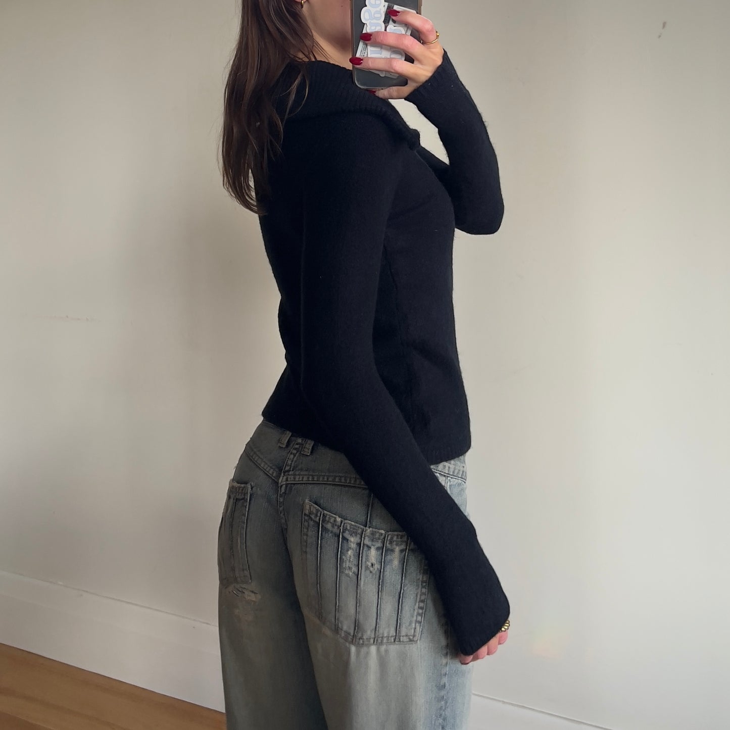 black zip-up knit