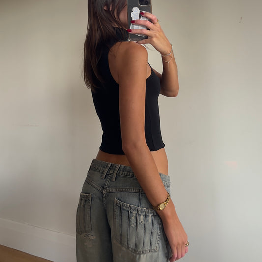 black high neck tank