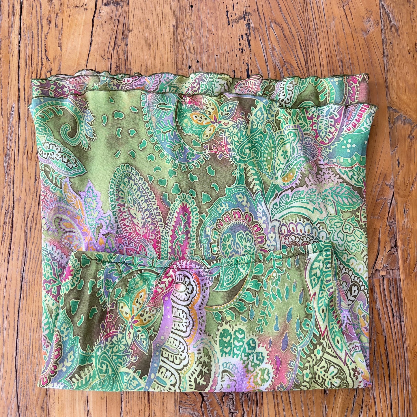 green paisley midi skirt