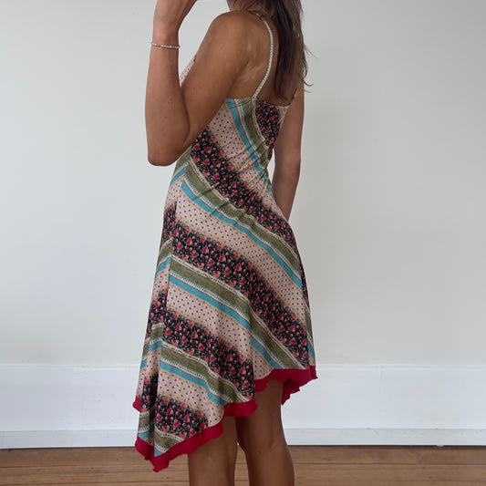 multi print midi dress