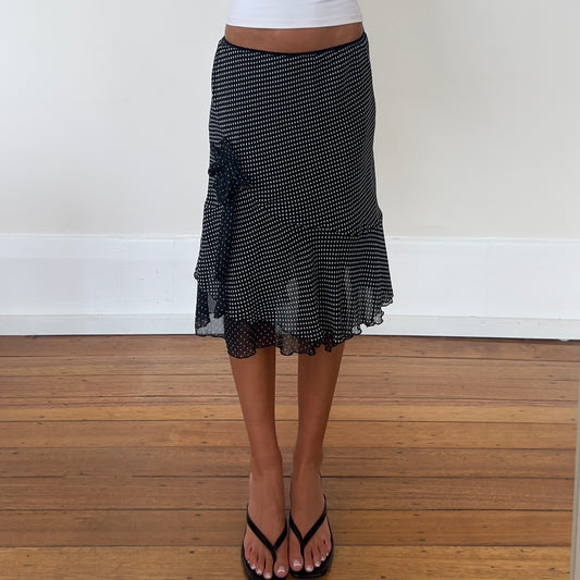 polka dot midi skirt