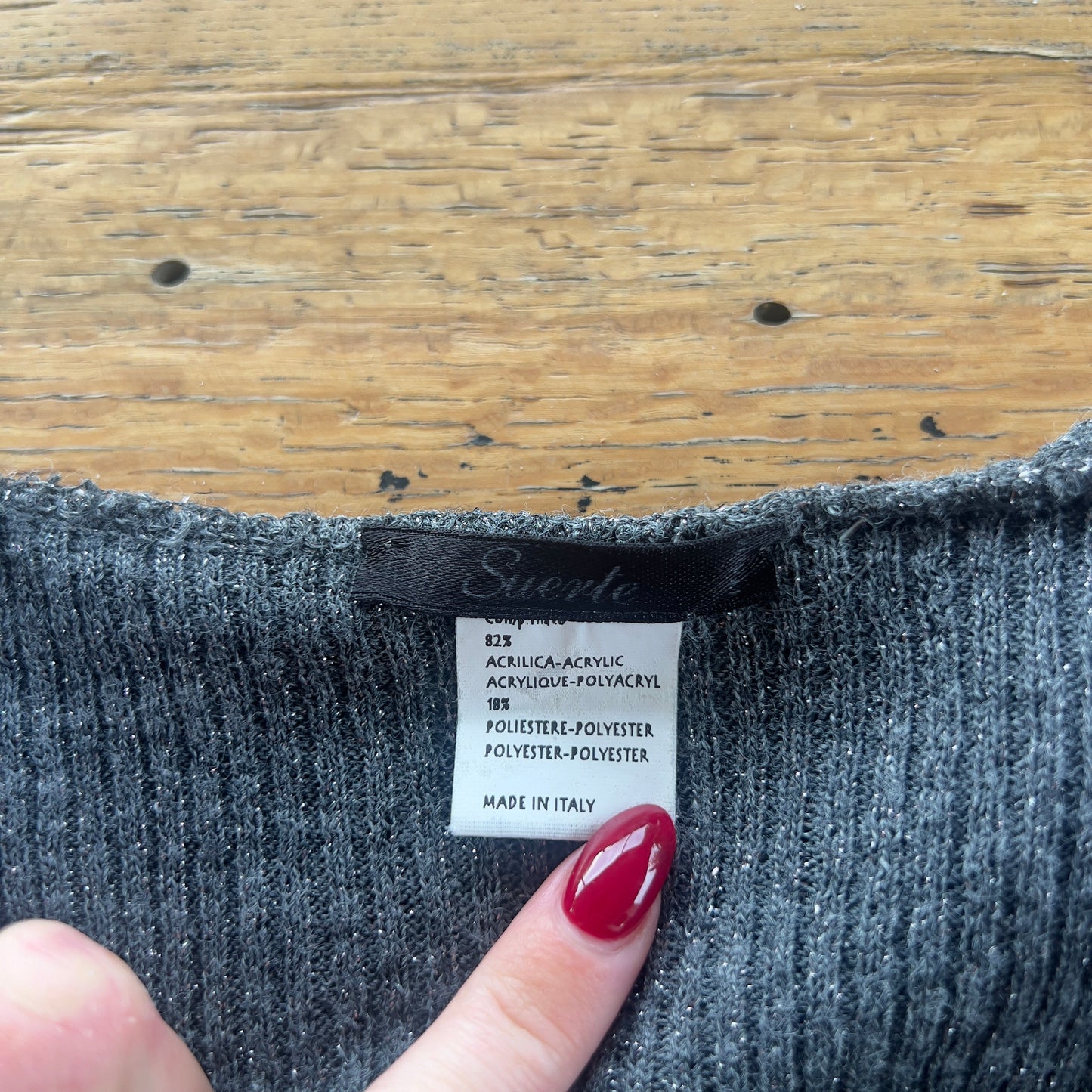 grey ruffled cardigan