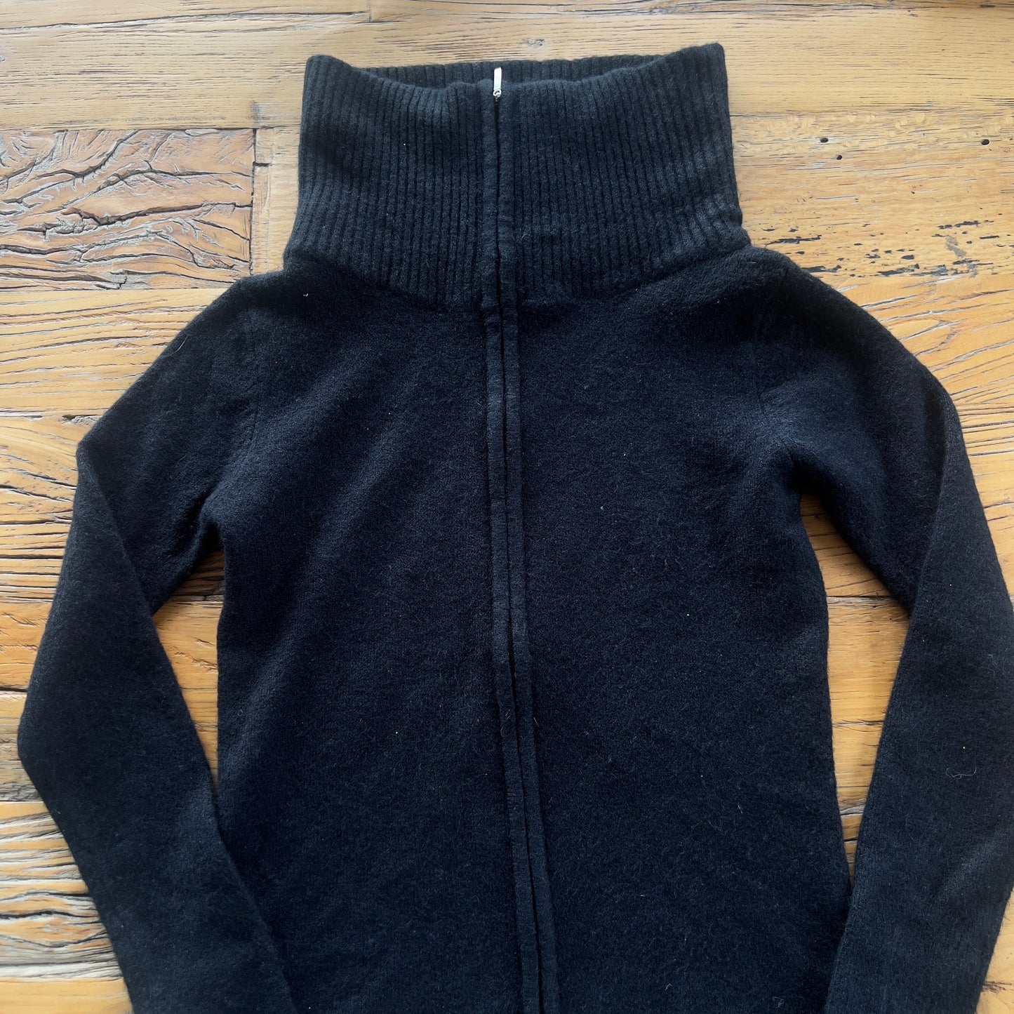 black zip-up knit
