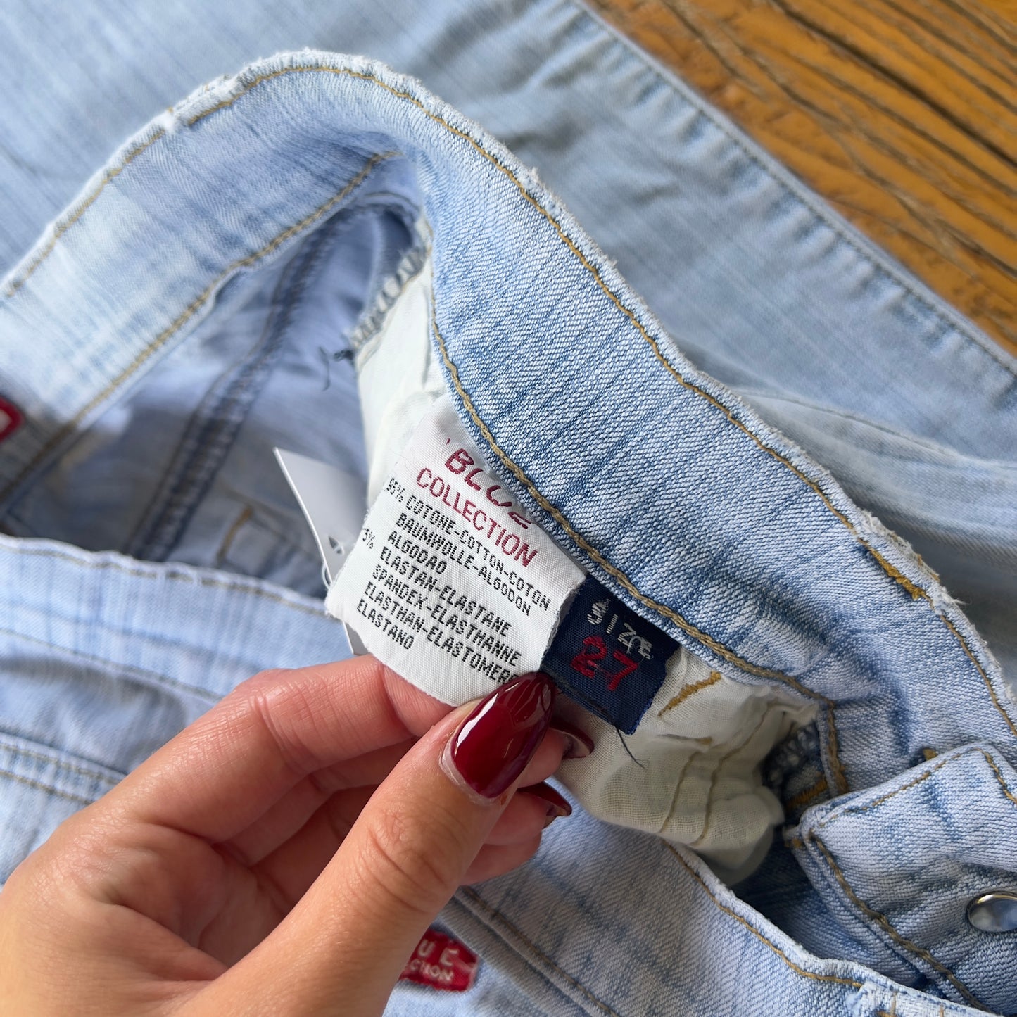flared light denim jeans