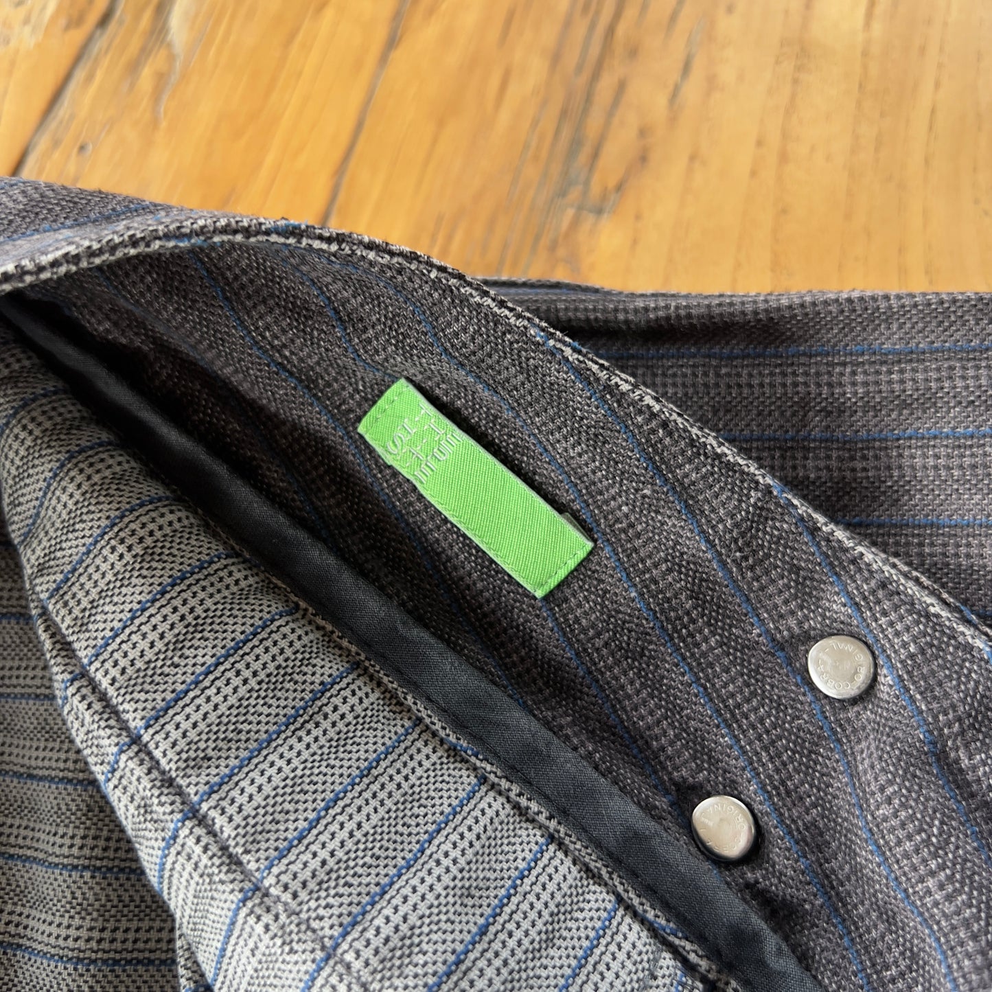 low rise flared pinstripe trousers